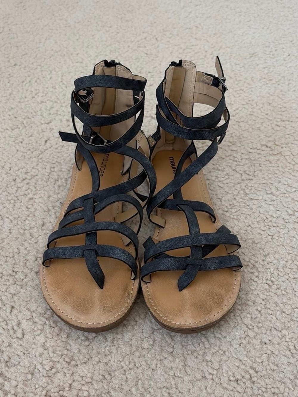 Maurices Black Strappy Lace-Up Women's Sandals